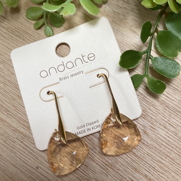Andante Faceted Drop Earrings 💗 Champagne & Gold - Picture 1 of 11